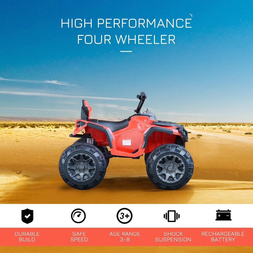 Kids Ride-On Four Wheeler ATV Car with Working Headlights and Music Player, Red K73493