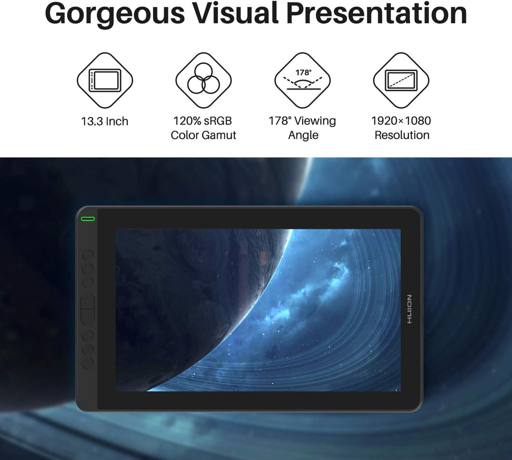Drawing Tablet with Screen 13.3 Inch Full-Laminated Anti-Glare Pen Display O7742