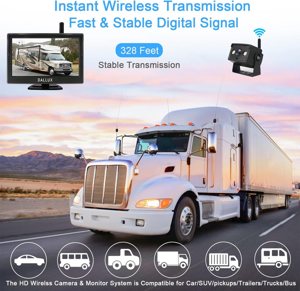 Wireless Backup Camera Kit 5 Inch Monitor 1080P Front Rear View for Car Truck RV SUV Van X509507
