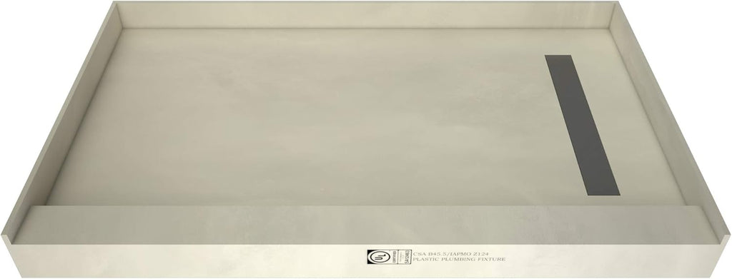 Trench Shower Pan, 60" W x 36" D, Brushed Nickel P995344