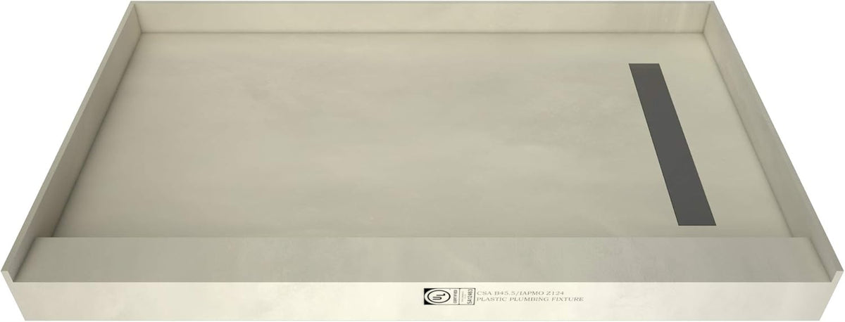 Trench Shower Pan, 60" W x 36" D, Brushed Nickel P995344