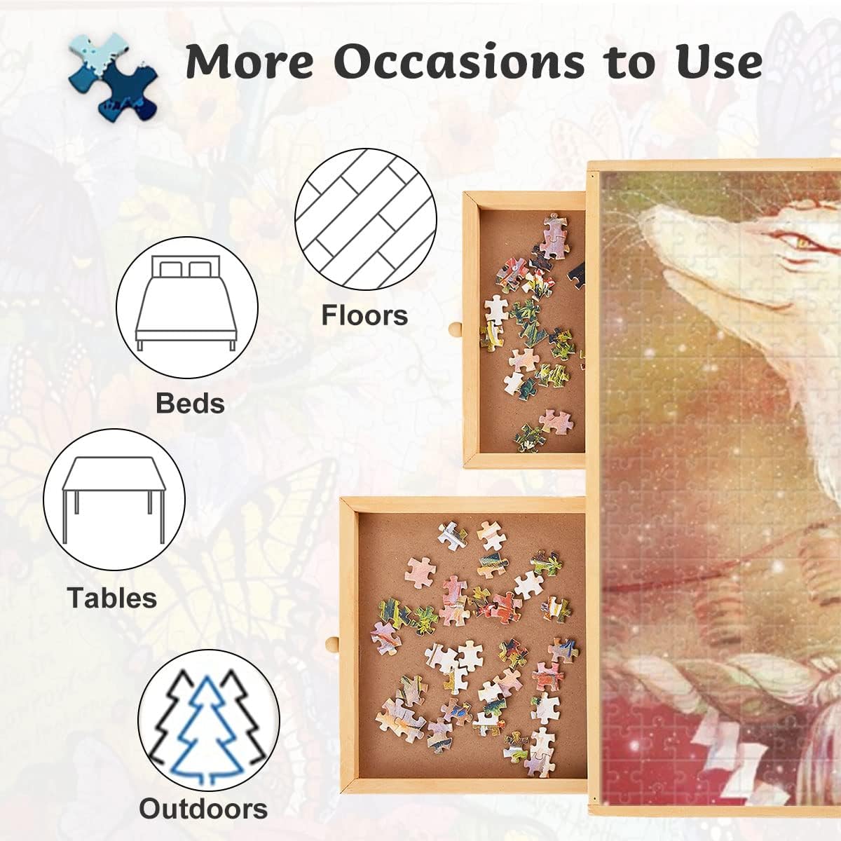 1500 Piece Puzzle Board with 4 Storage Drawers Z496