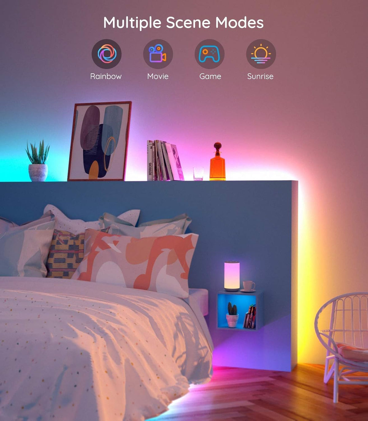 RGBIC LED Strip Lights, WiFi Color Changing, Work with Alexa and Google Assistant Q2997