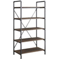 Whalen Distressed Brown Metal 5-Shelf Bookcase Wsl5ips