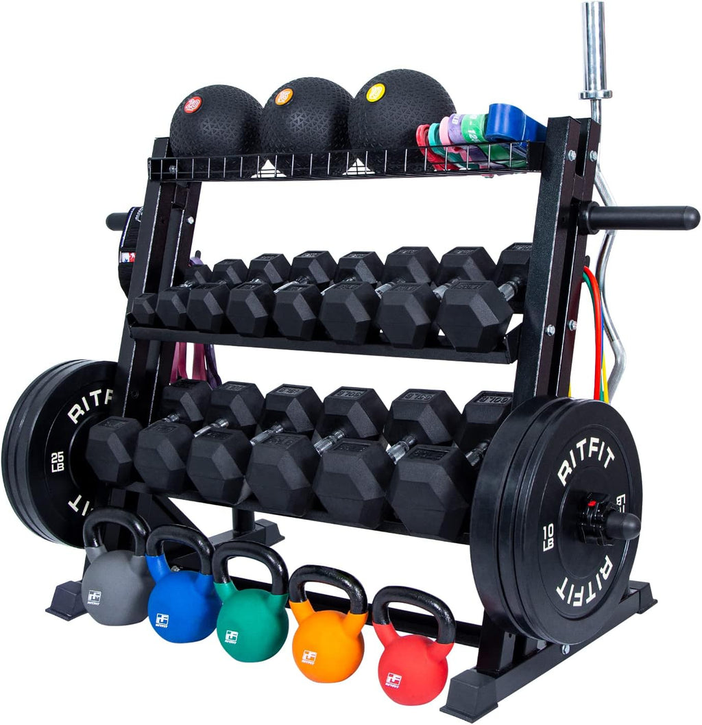 3-Tile Dumbbell Rack, Multilevel Storage for Home Gym, 1000 LB Capacity R4745