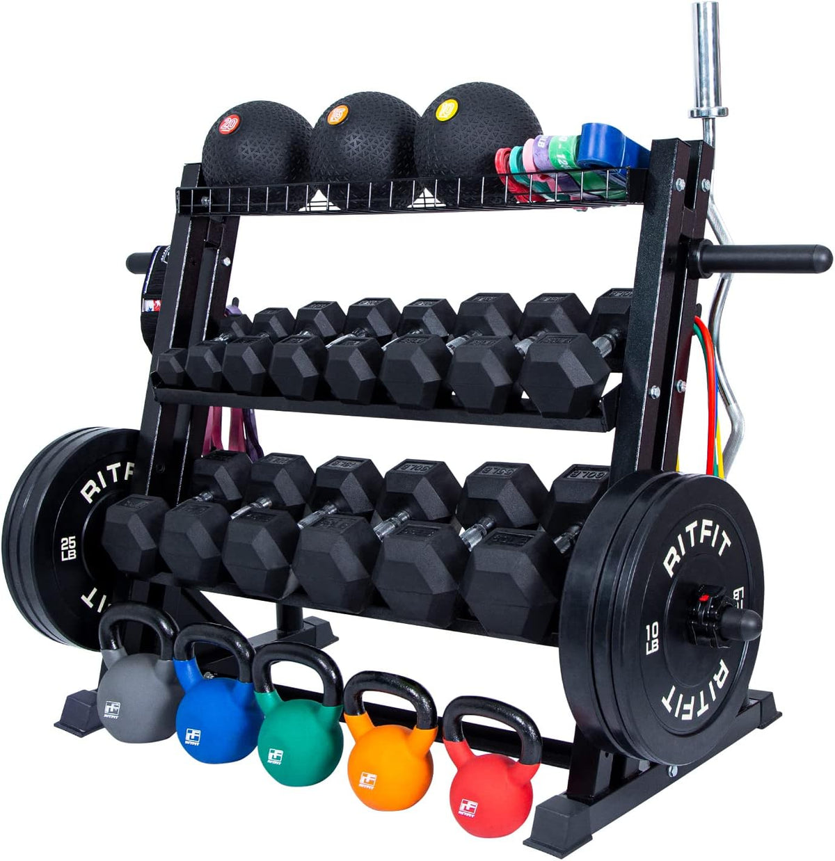3-Tile Dumbbell Rack, Multilevel Storage for Home Gym, 1000 LB Capacity R4745