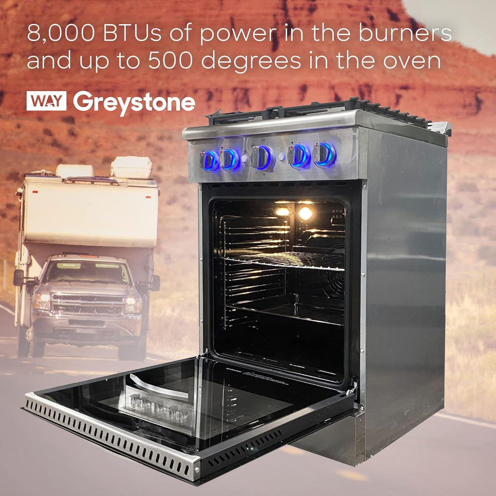 RV Gas Range and Cooktop, 24 Inch, Stainless Steel F704990