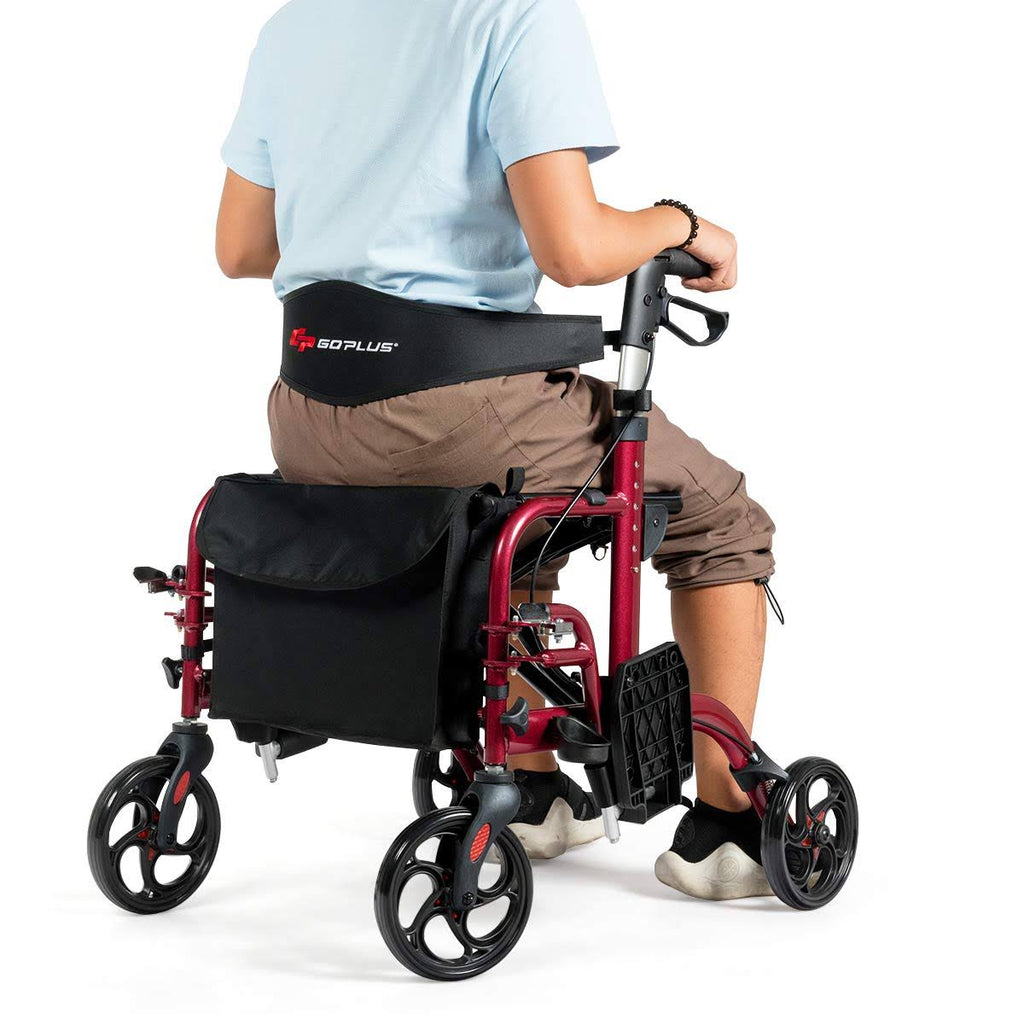 Adjustable Folding Medical Walker Rollator Red Y510