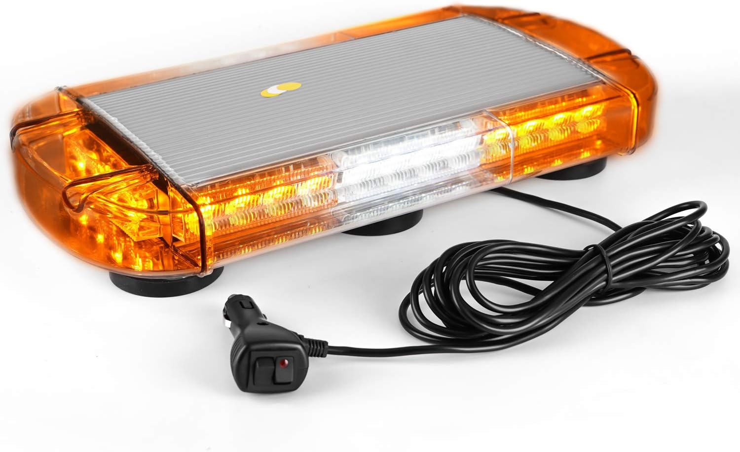 17 Inch 32 LED Roof Top Strobe Light Bar with Magnetic Base, Amber/White, 2 Pack H984312