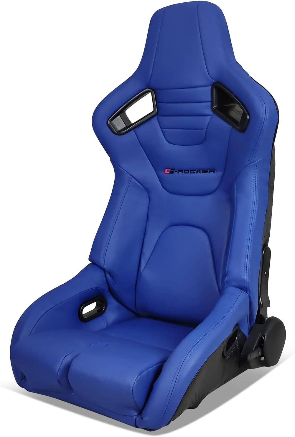 Bucket Racing Seat with Dual Slider, Blue PU Leather Z860821