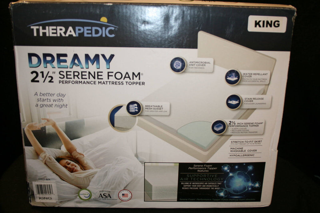 2.5-inch Serene Foam Mattress Topper, King, White L191246