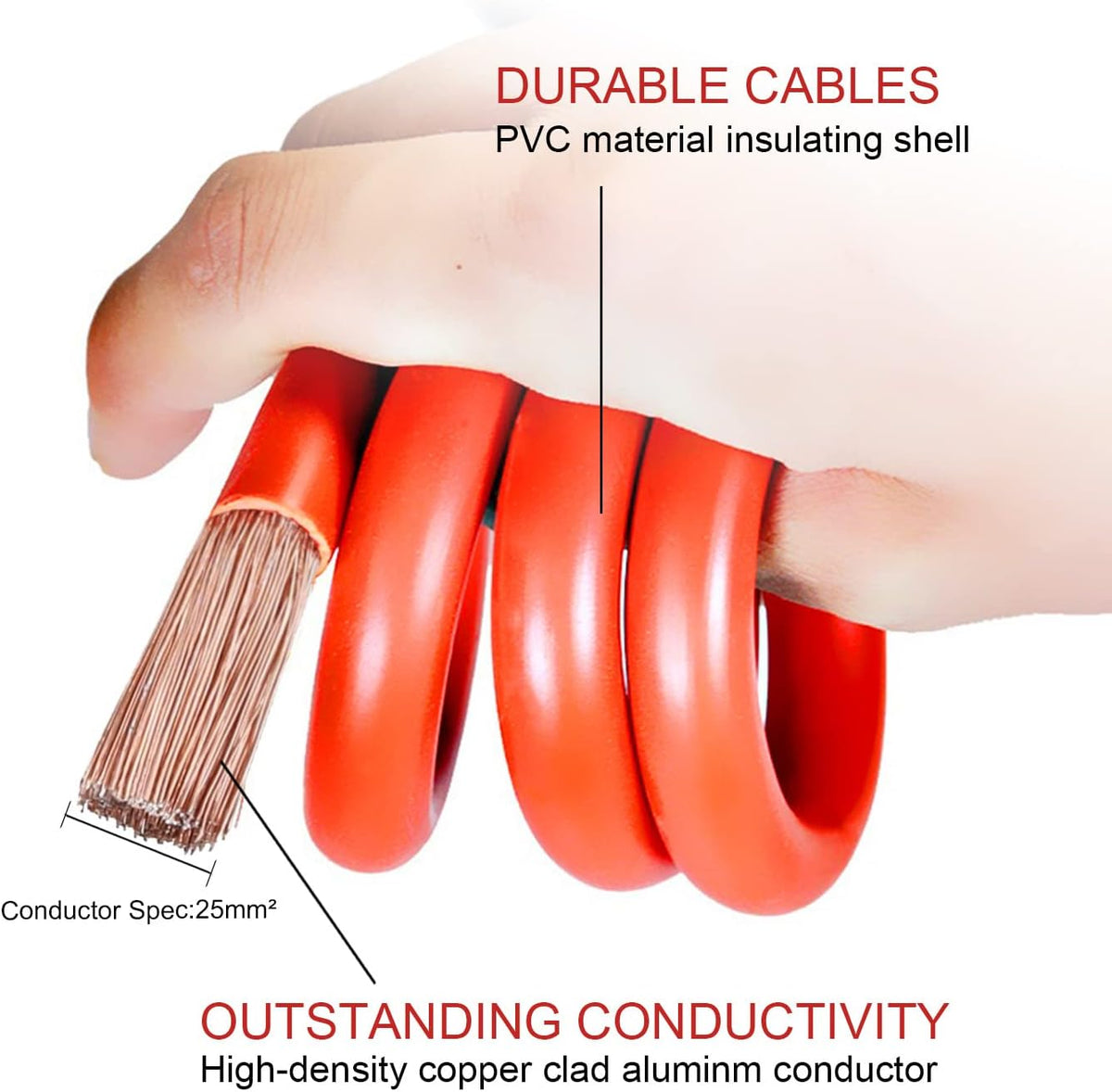 Heavy Duty 2500A Car Jumper Cables, 2 Gauge x 10Ft, Pack of 2 P781