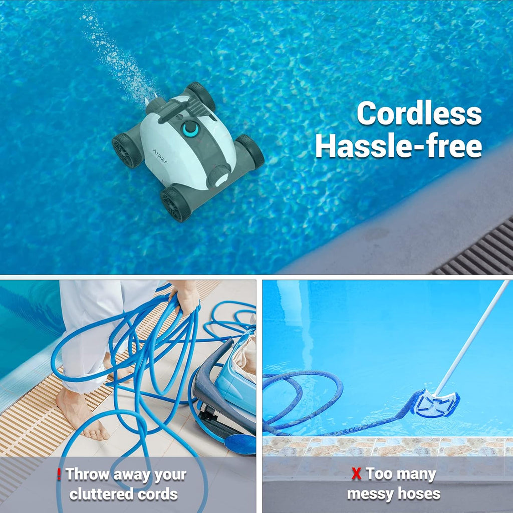 Cordless Robotic Pool Cleaner with Dual-Drive Motors for Above and In-Ground Pools L75252