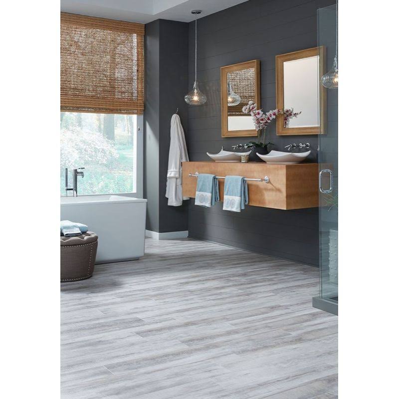 Luxury Vinyl Plank Flooring in White Cap A871