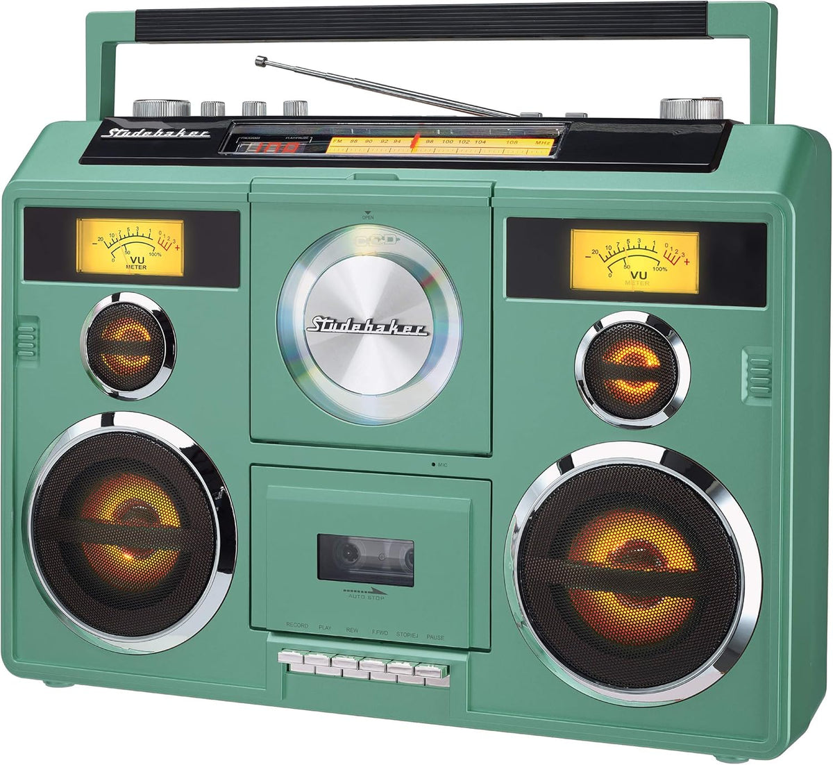 Portable Stereo Boombox with Bluetooth, CD, AM/FM Radio, Cassette Recorder D5808
