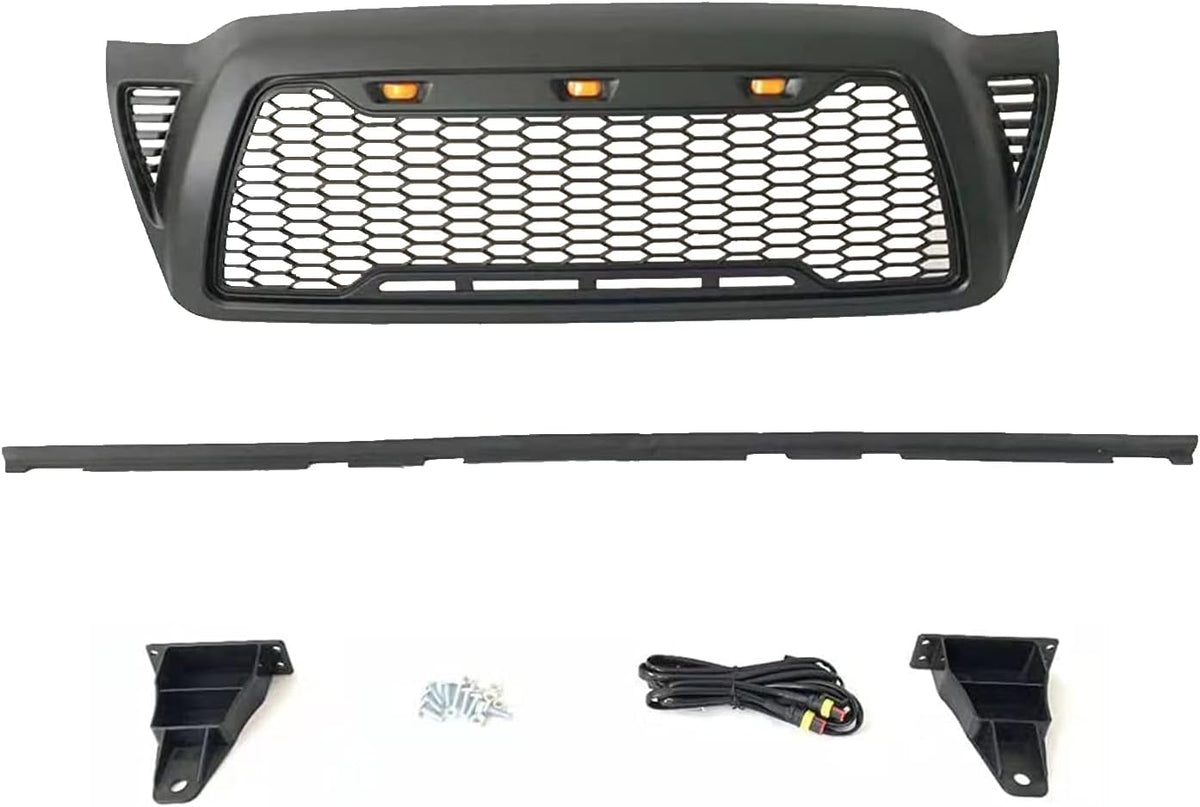 Mesh Grille Front ABS for Toyota Tacoma 2005-2011 with 3 LED Lights B3005