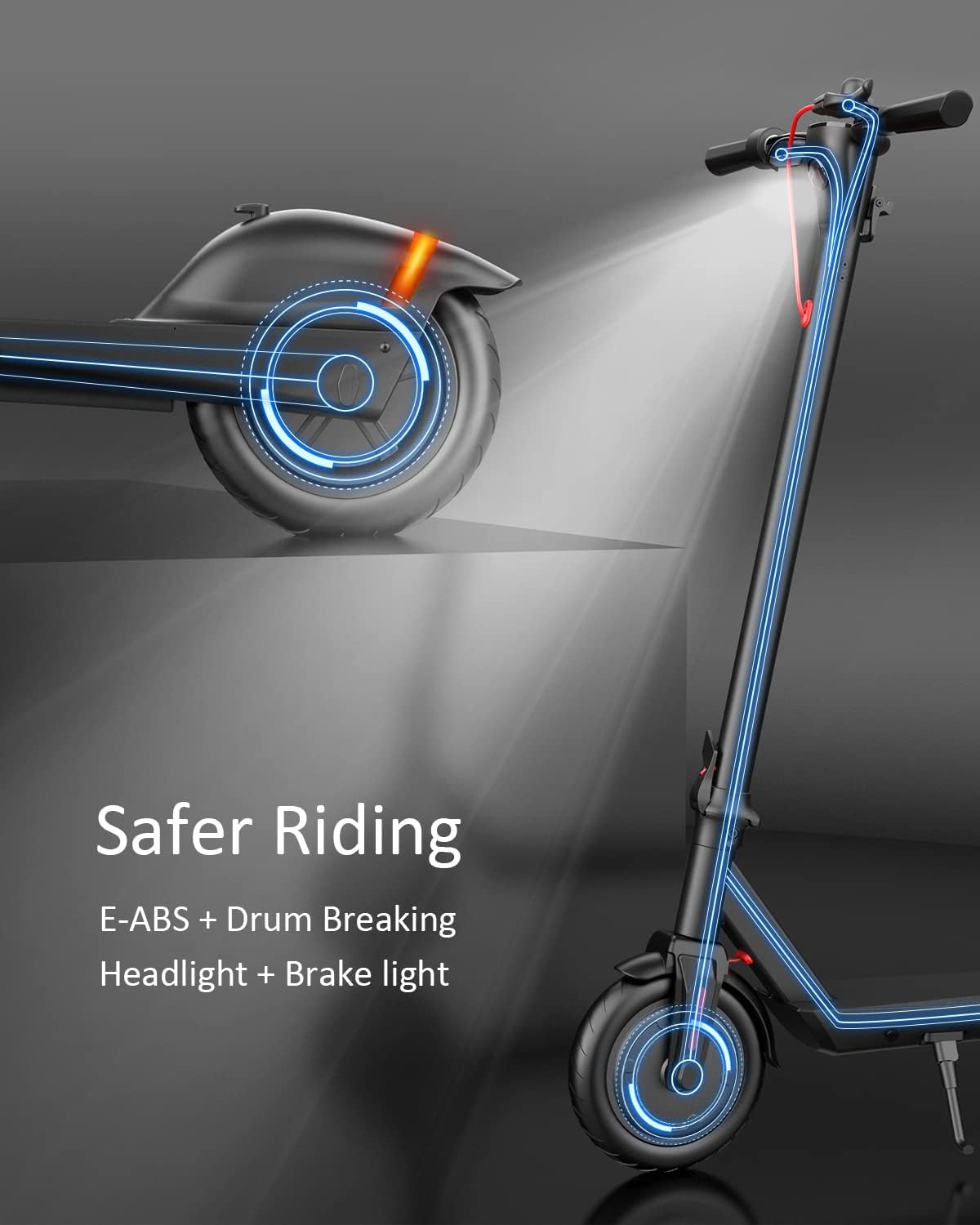 Electric Scooter for Adults, 23 Miles Range, 19 Mph, Folding Commuter with 8.5" Pneumatic Tire Y398861