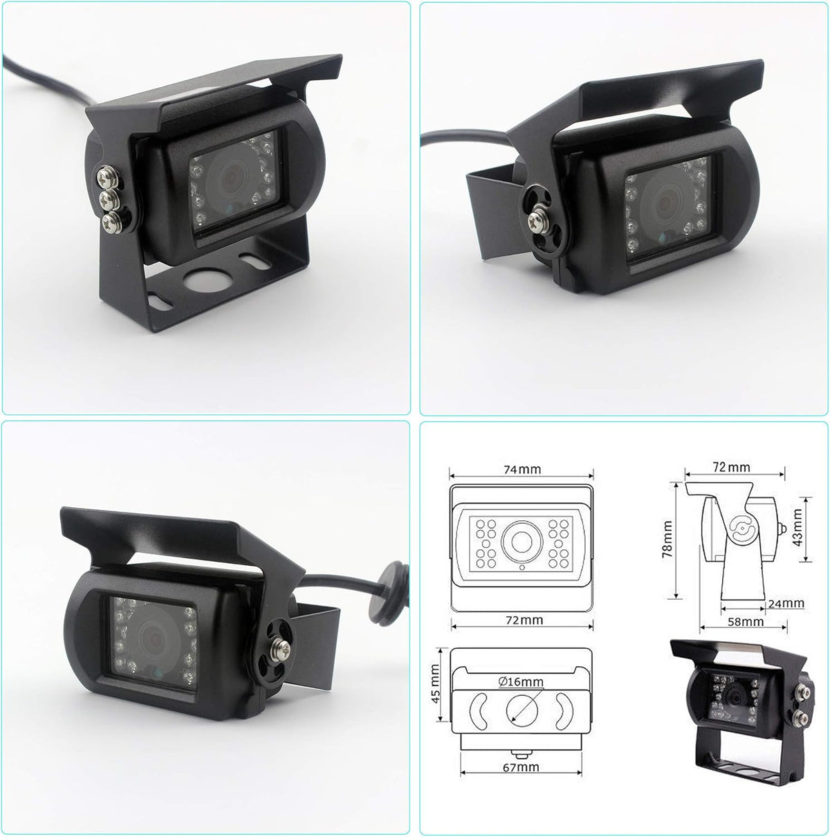 9 inch Backup Camera System with Quad Split Screen Monitor and DVR K82007
