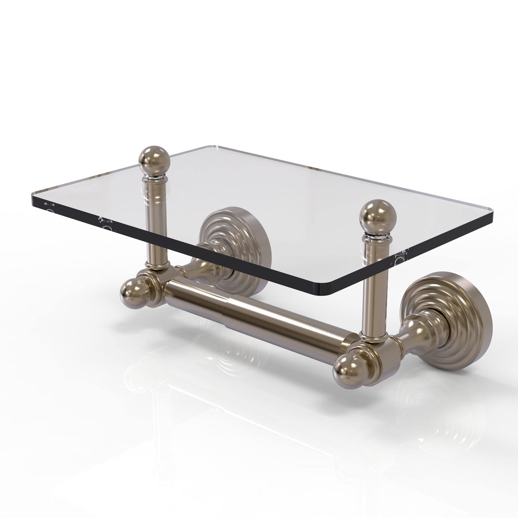 Two Post Toilet Tissue Holder with Glass Shelf Black Matte M3698