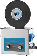 WEWU ROUNDS LP Vinyl Record Ultrasonic Cleaner with Records Bracket 1-5 Records Per Batch Raising Descending Auto-Drying (Gray Mechanical)