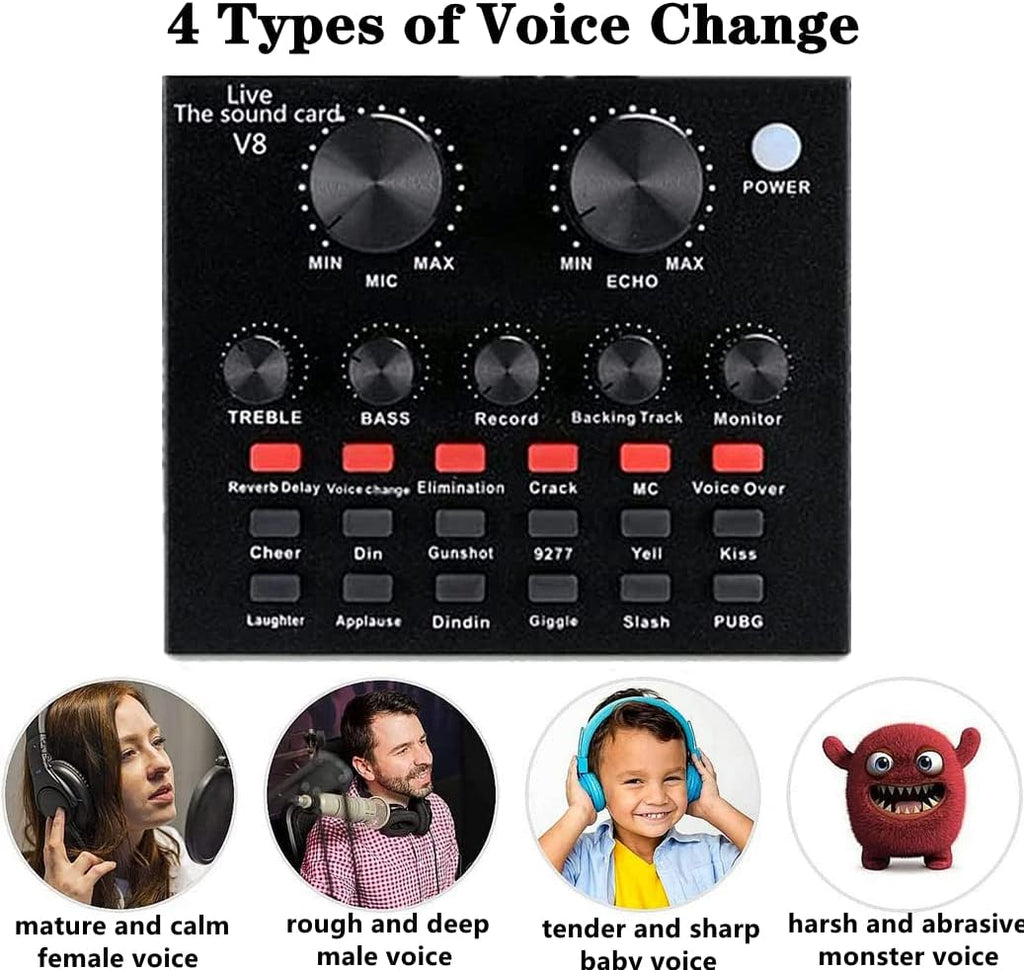Podcast Equipment Bundle with Voice Changer and Sound Card for Streaming N207517