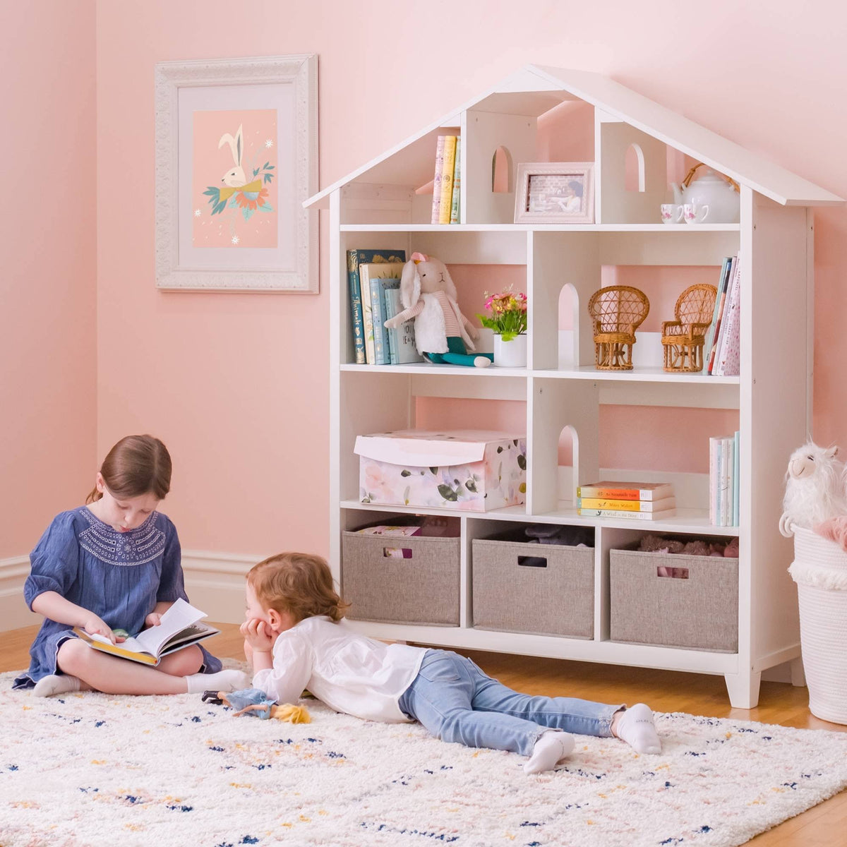 Kids Dollhouse Bookcase White N31608