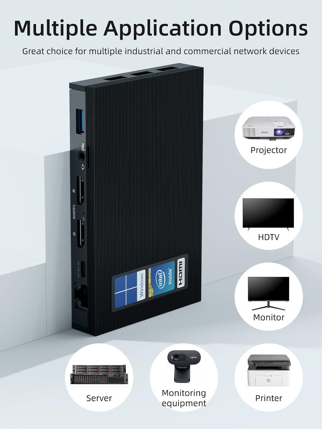 Fanless Mini PC Windows 11 Pro 8GB 512GB 4K Dual HDMI I316783