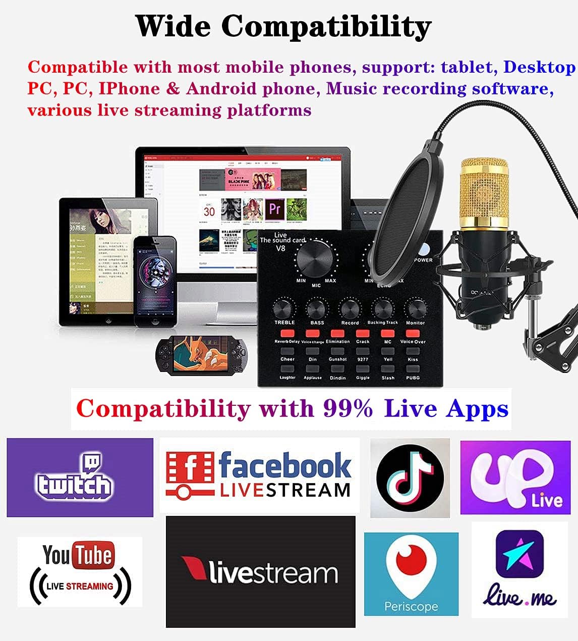 Podcast Equipment Bundle with Voice Changer and Sound Card for Streaming N207517