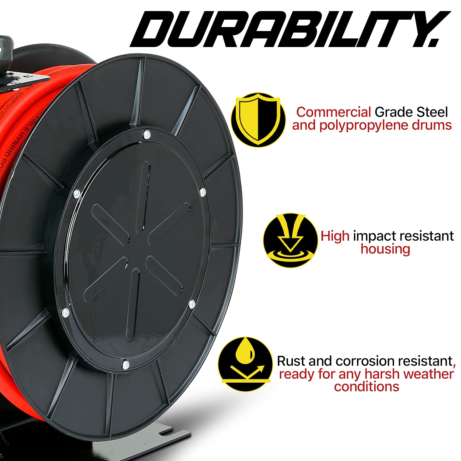 Retractable Air Hose Reel 3/8" x 50 ft, 300 PSI N712414