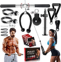 Weight Cable Pulley System Gym, Cable Pulley Attachments for Gym LAT Pull Down, Biceps Curl, Tricep Pull Down, Forearm and Shoulder Exercise, Home Gym Workout Equipment with Rotating Straight Bar Pack of 2