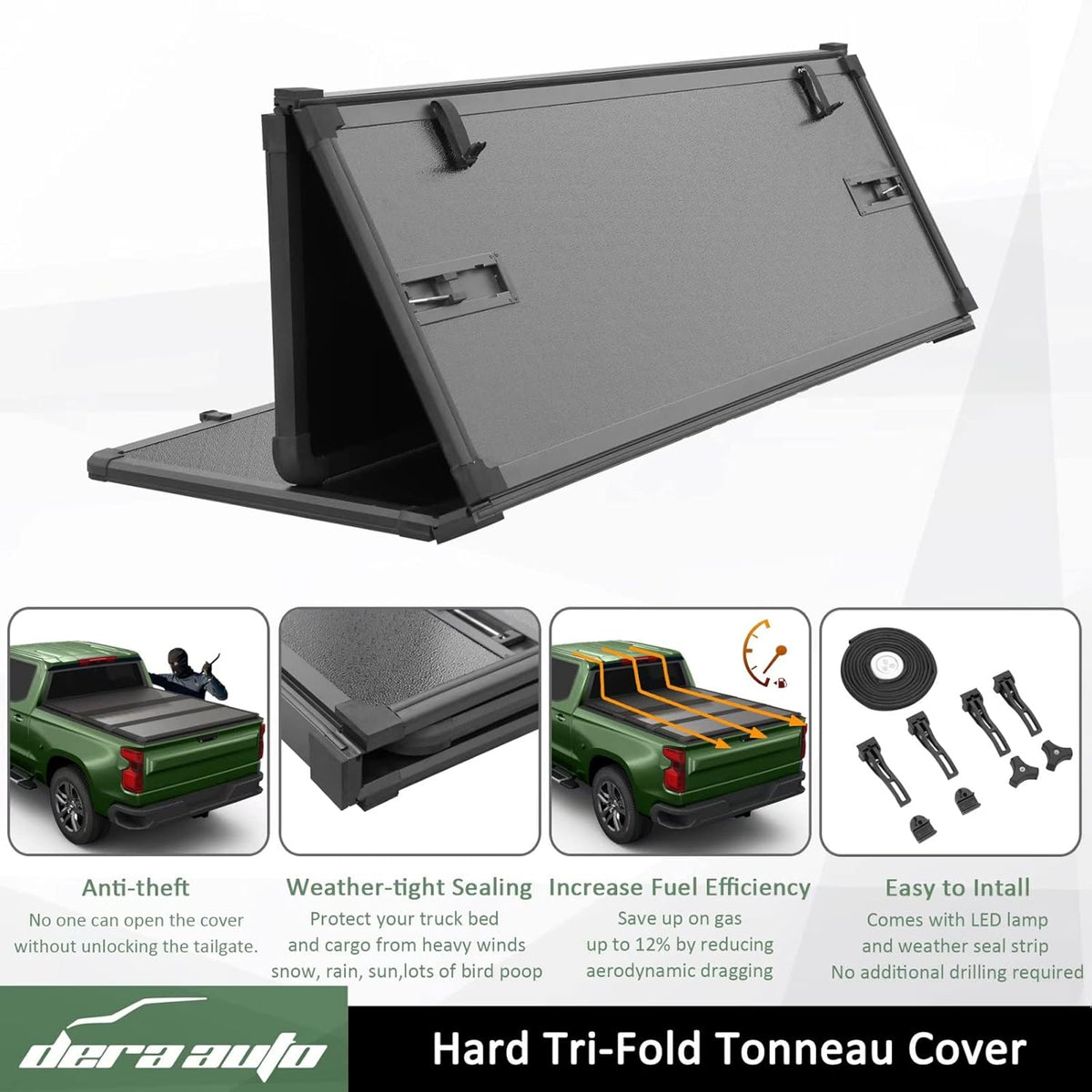 Hard Tri-Fold Truck Bed Cover for 2015-2022 F150, 5.5ft Bed K339164