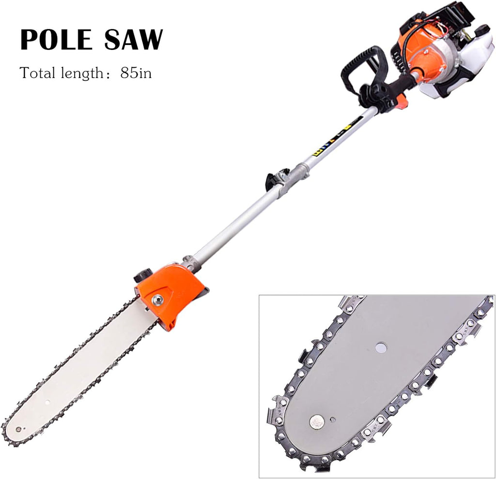 6 in 1 Gas Hedge Trimmer Brush Cutter Chainsaw Grass Pruner Q470283