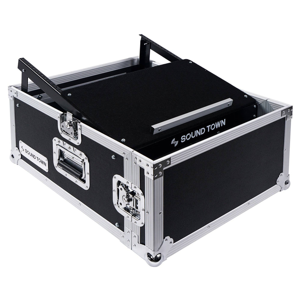 DJ Rack Flight Road Case with 11U Slant Mixer Top, 20 Rackable Depth, 4-Space X40632