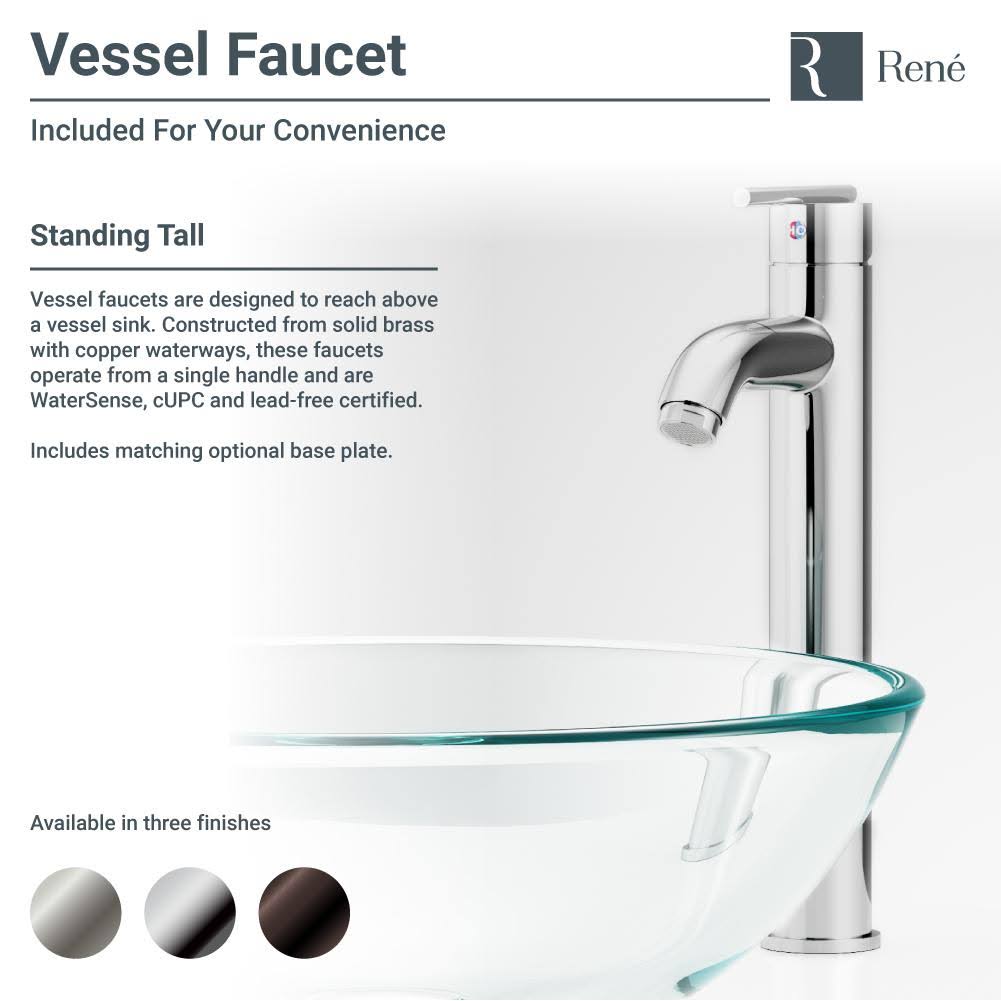 16-1/2x22 Glass Vessel Bathroom Sink with Faucet G226