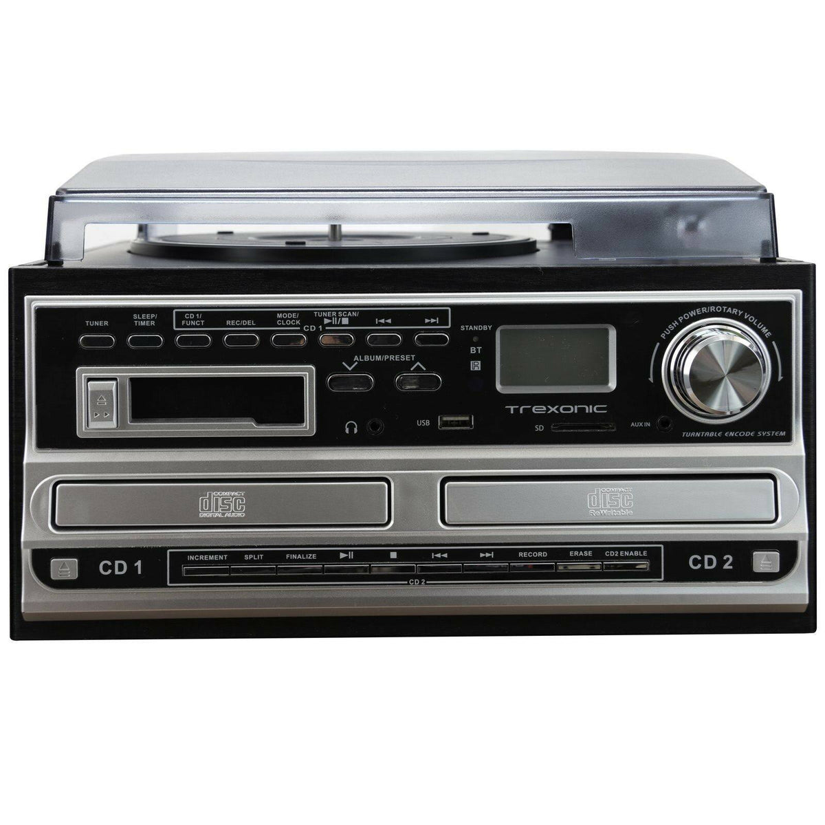 3-Speed Turntable with CD Player, Cassette Player, FM Radio and Speakers E710