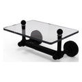 Allied Brass Waverly Place Two Post Toilet Tissue Holder with Glass Shelf Black Matte