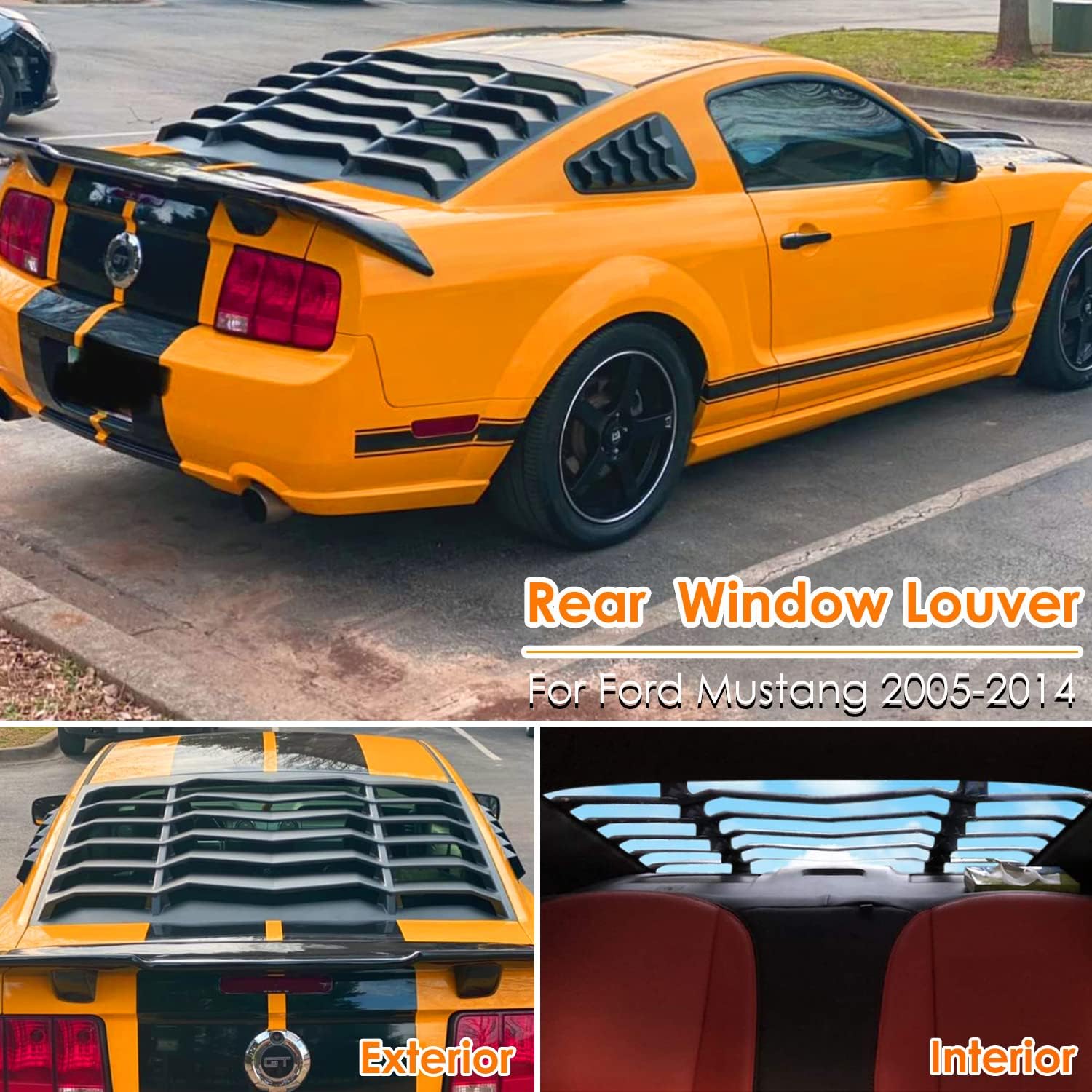 Rear Window Louver for Ford Mustang 2005-2014, ABS Matte Black I936