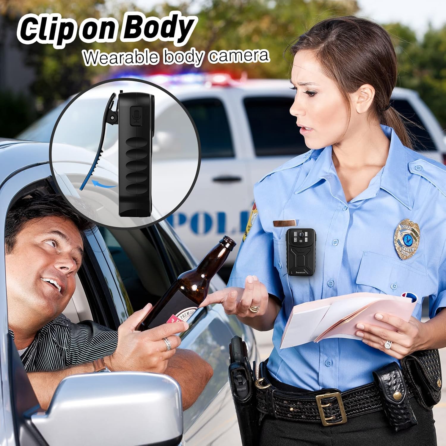 Body Camera with Audio Recording, Night Vision, 32G Memory W993022