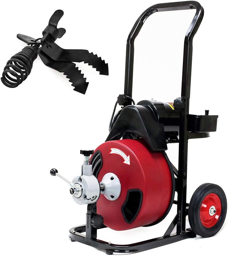 Sewer Snake Drill Drain Auger Cleaner Cable 50-Feet with Foot Switch E415411