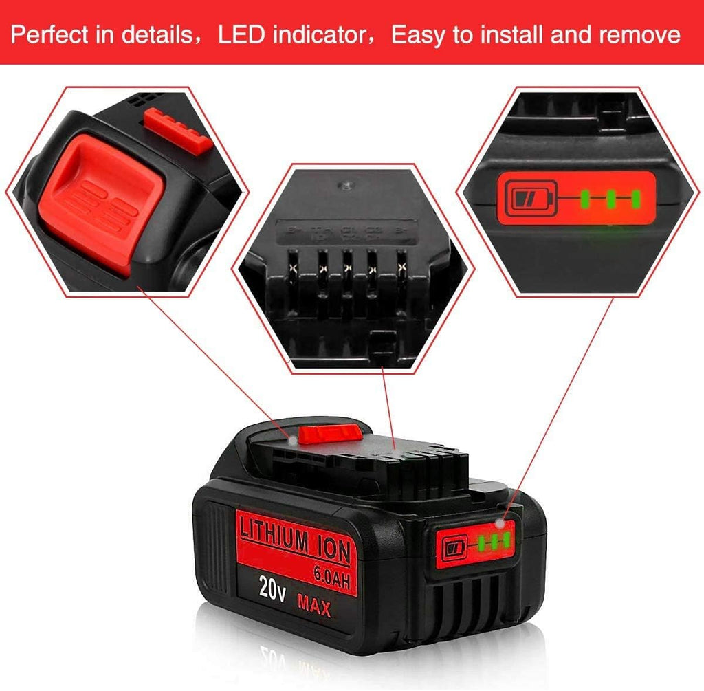 6.0Ah 20V Lithium Battery Replacement for DeWalt 20V MAX XR Series S46534