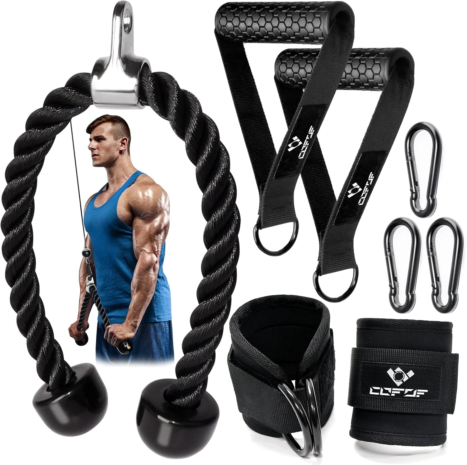 Cable Pulley System for Gym, Lat Pulldown and Biceps Curl Attachments, Home Workout Equipment M6414
