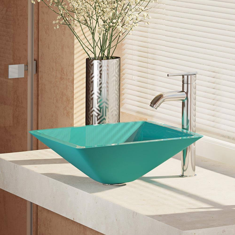 16-1/2x22 Glass Vessel Bathroom Sink with Faucet G226