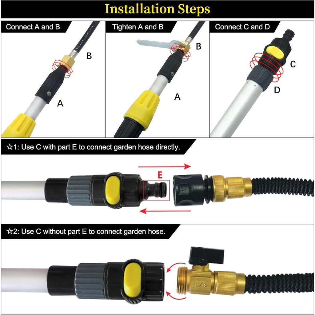 12FT Telescoping Gutter Cleaning Wand for Garden Hose, High Reach Cleaner Kit V52818