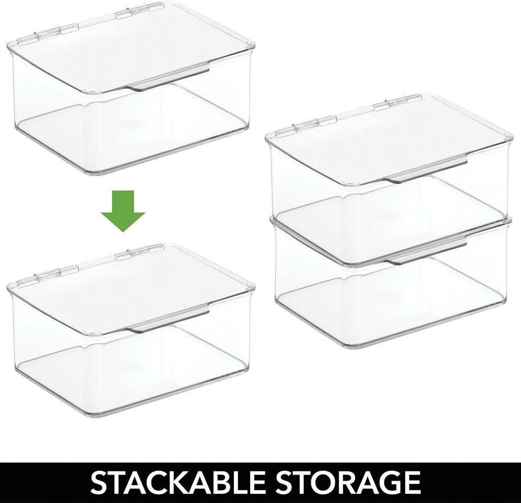 Plastic Stackable Storage Bin with Lid for Drawer or Cabinet Organizing Y46075