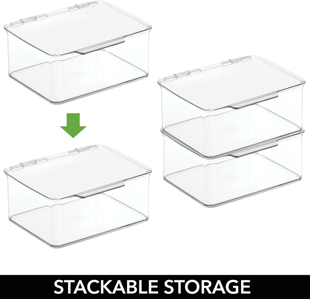 Plastic Stackable Storage Bin with Lid for Drawer or Cabinet Organizing Y46075