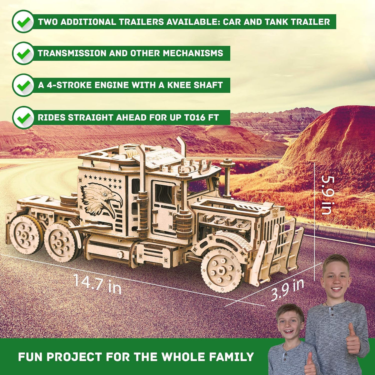 3D Wooden Puzzle Truck and Pickup Model Kit M531