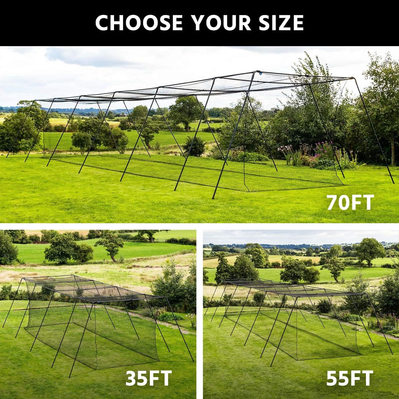 Trapezoid Baseball Batting Cage with Frame and Net T265459