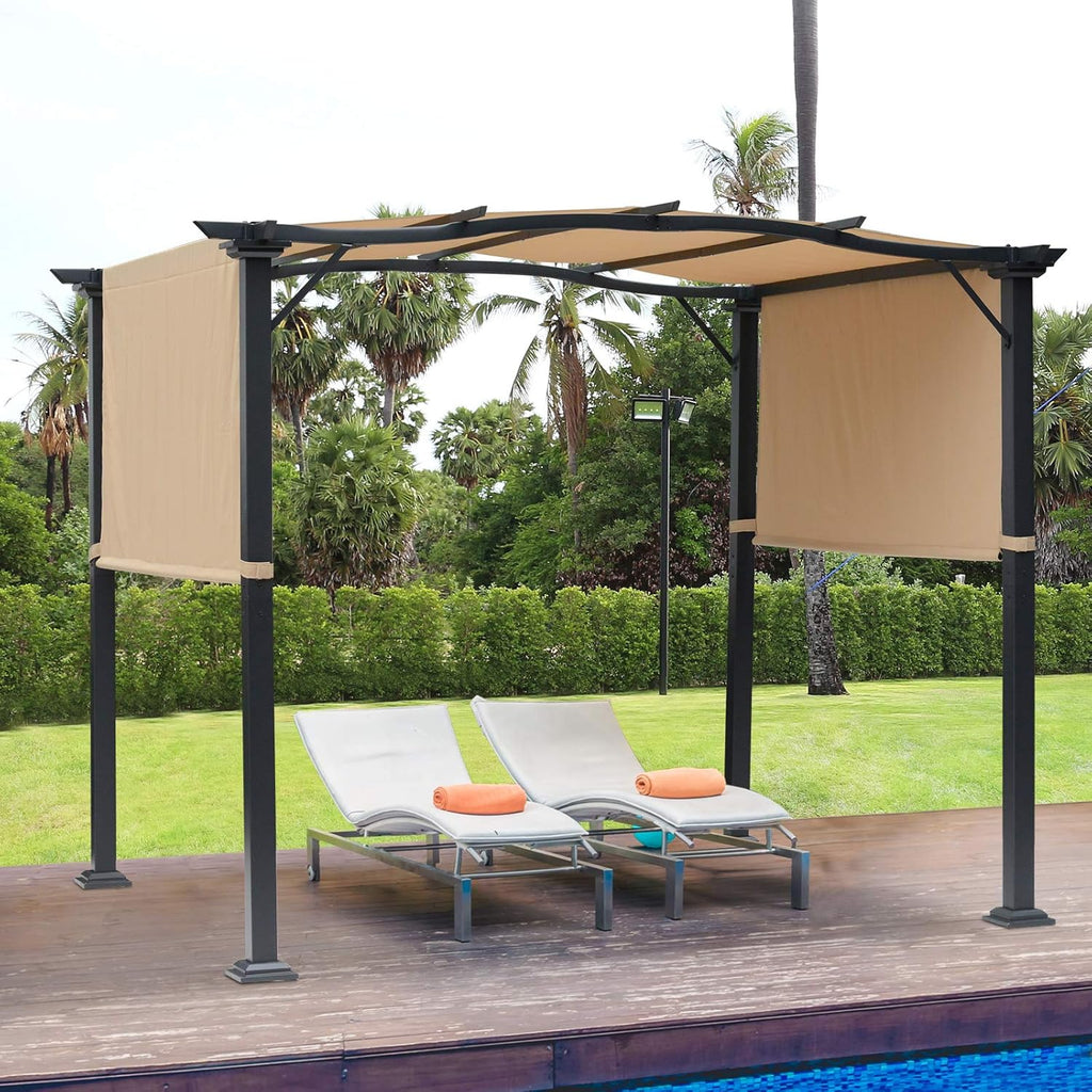 Retractable Pergola Canopy with Steel Frame T643