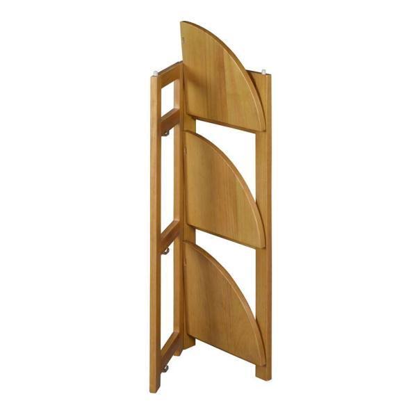 Medium Oak Wood 3-Shelf Foldable Corner Bookcase S61748