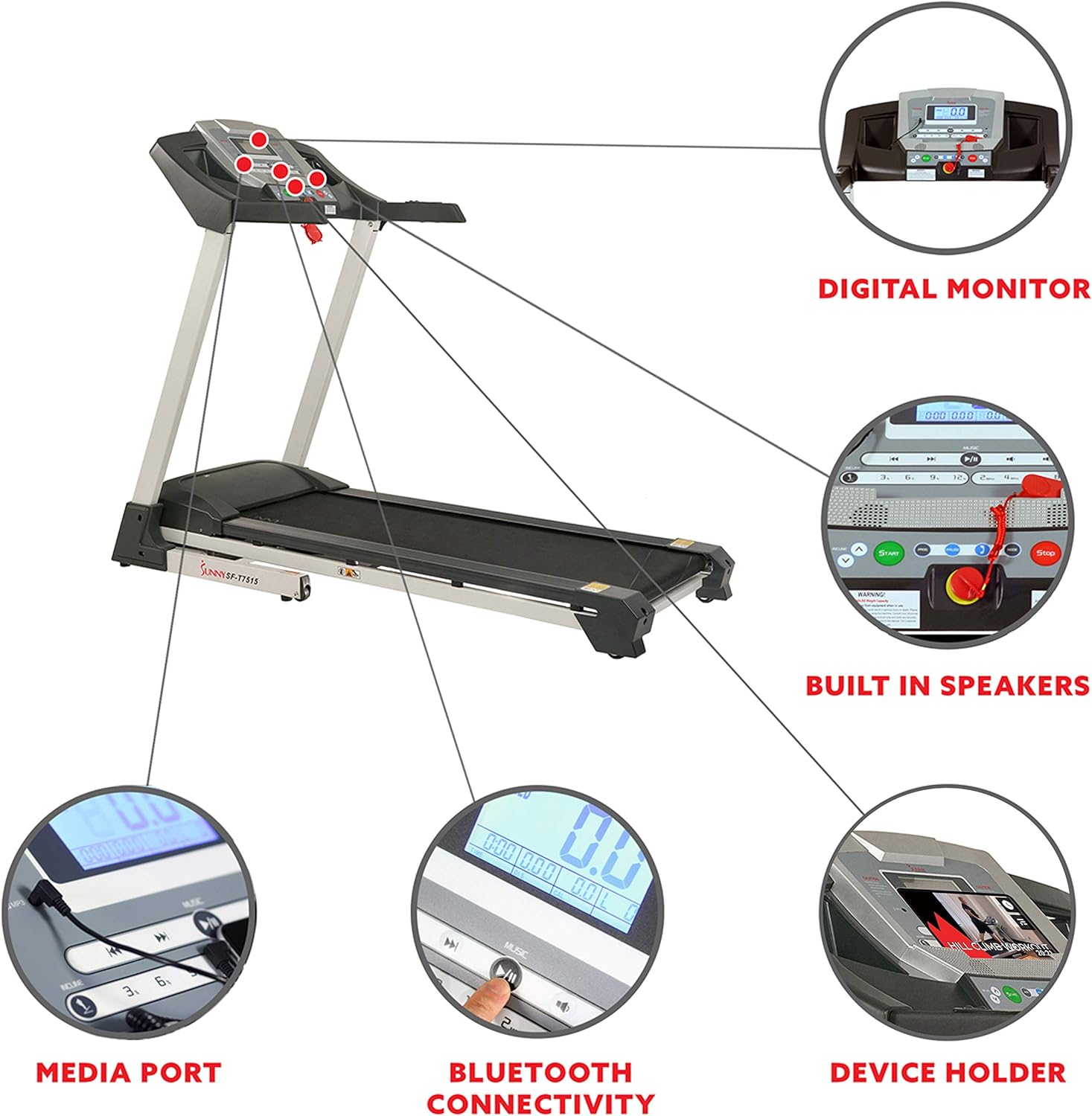 Smart Treadmill with Auto Incline, Bluetooth and Pulse Monitor E3677